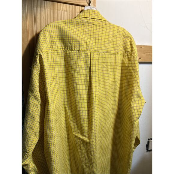 Cinch Vintage Men's Button-Up Shirt Yellow Checkered Plaid XL Cotton Western Y2K - Picture 9 of 10